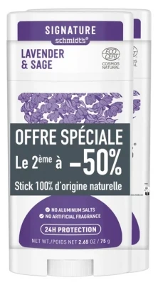 Schmidt's Signature Deodorant Stick Natural Lavender And Sage 2 X 75g