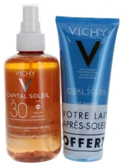 Vichy Capital Soleil Sun Protection Water Sublimated Tan SPF30 200 Ml + Soothing After Sun Milk 100 Ml Free