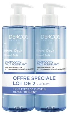 Vichy Dercos Mineral Soft And Fortifying Shampoo 2 X 400ml 3 Vichy Dercos Mineral Soft And Fortifying Shampoo 2 X 400ml