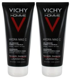 Vichy Homme Hydra Mag C Body & Hair Shower Gel 2 X 200ml